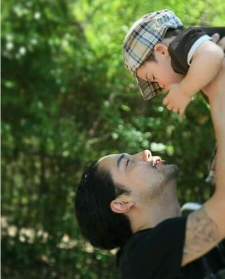 Noah Perez with his father, Chris Perez.